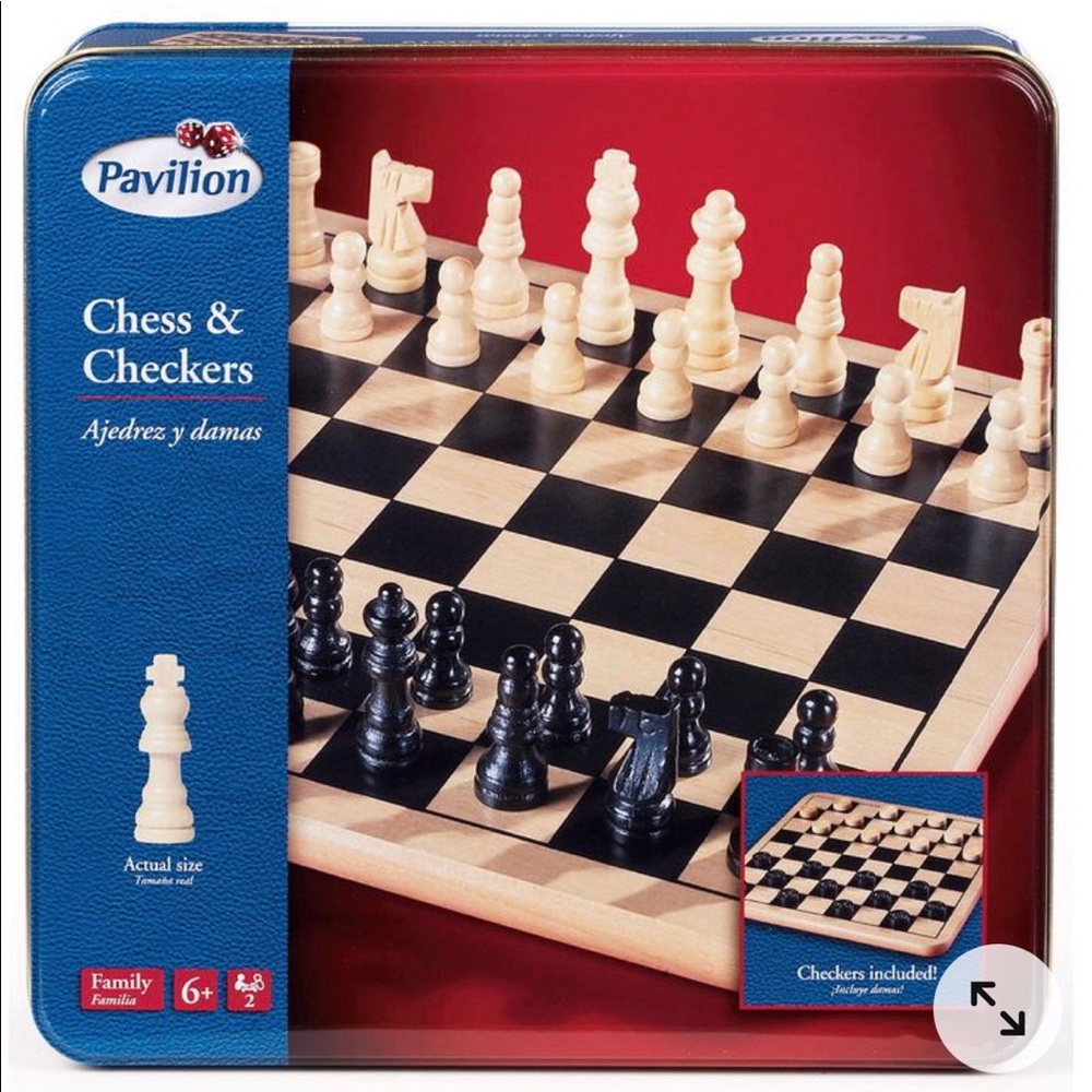 Brand New Pavilion Solid Wood Combo Chess/Checkers